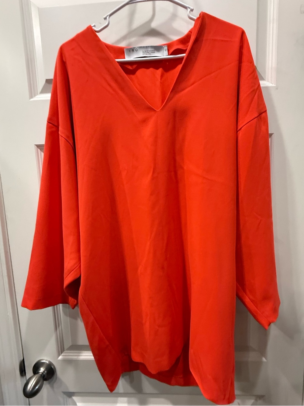 IRO Vibrant Orange V-Neck Tunic Top - US Size 8, Auburn Tigers Fan Fave!